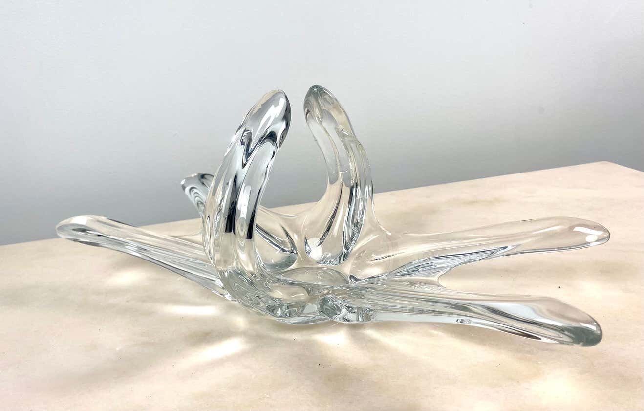 Adorable fruit bowl or centerpiece or flower bowl in translucent crystal - 1960