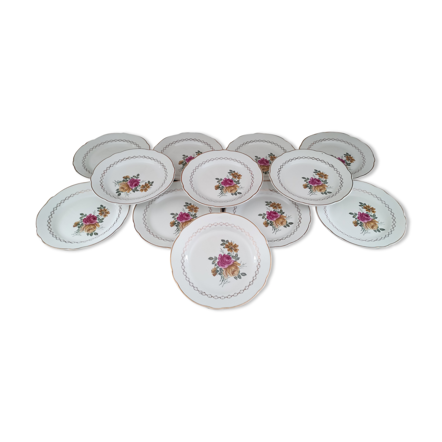 Set of 12 dessert plates Sarreguemines model Gérardmer