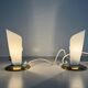 Paire de lampes de bureau du milieu du siècle à tête en plexiglas et base en métal, années 1960, Allemagne
