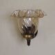 Vintage wooden and metal wall light with bronze effect, amber glass shade 5168
