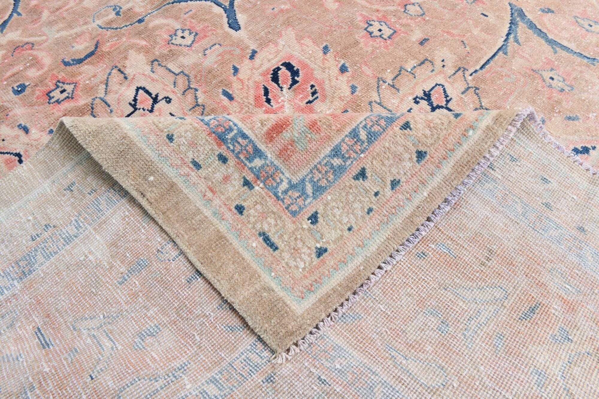 Tapis persan classique antique 57s rose blush bleu 10x13, 293x388 cm