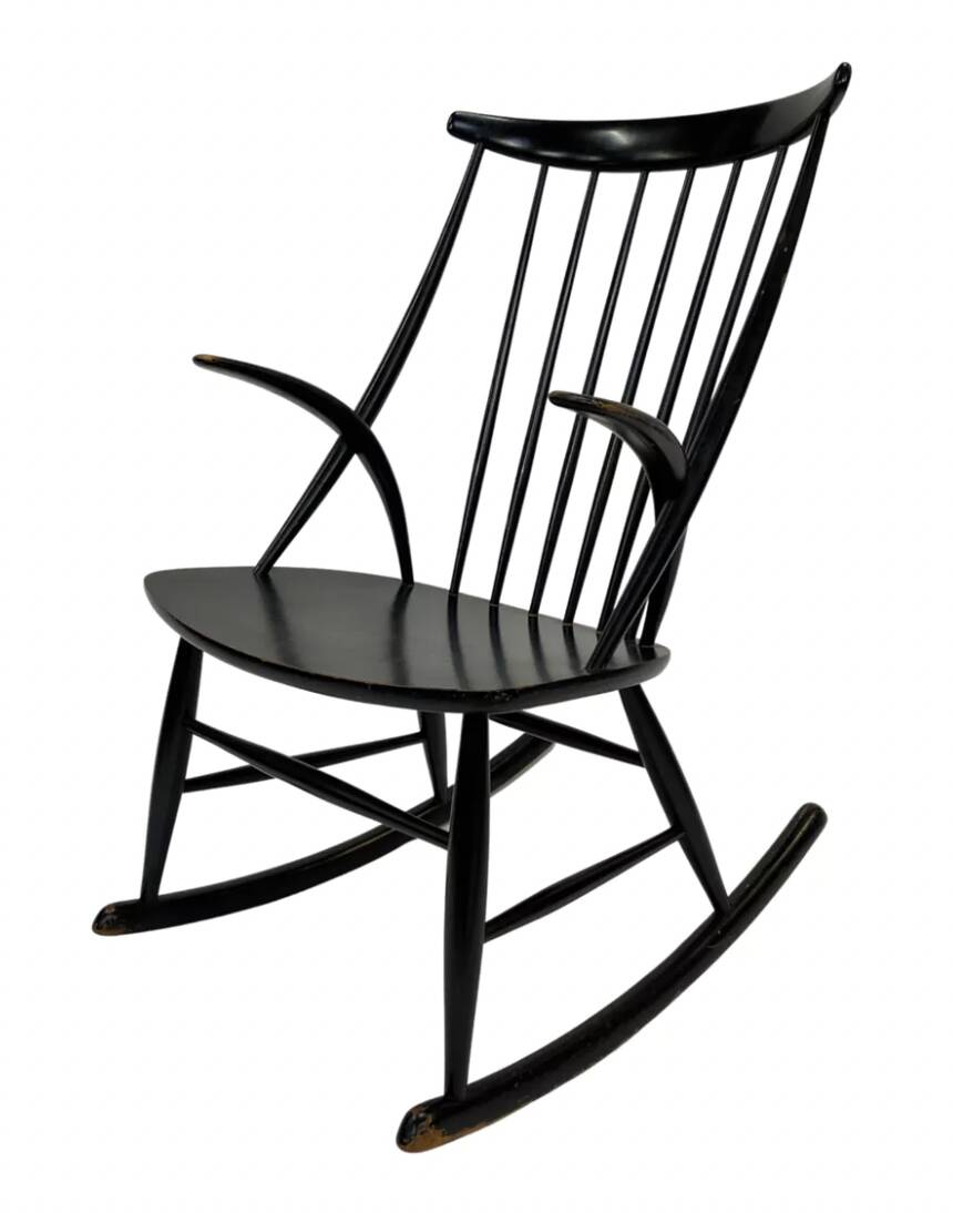 Fauteuil à bascule vintage Illum Wikkelso design danois