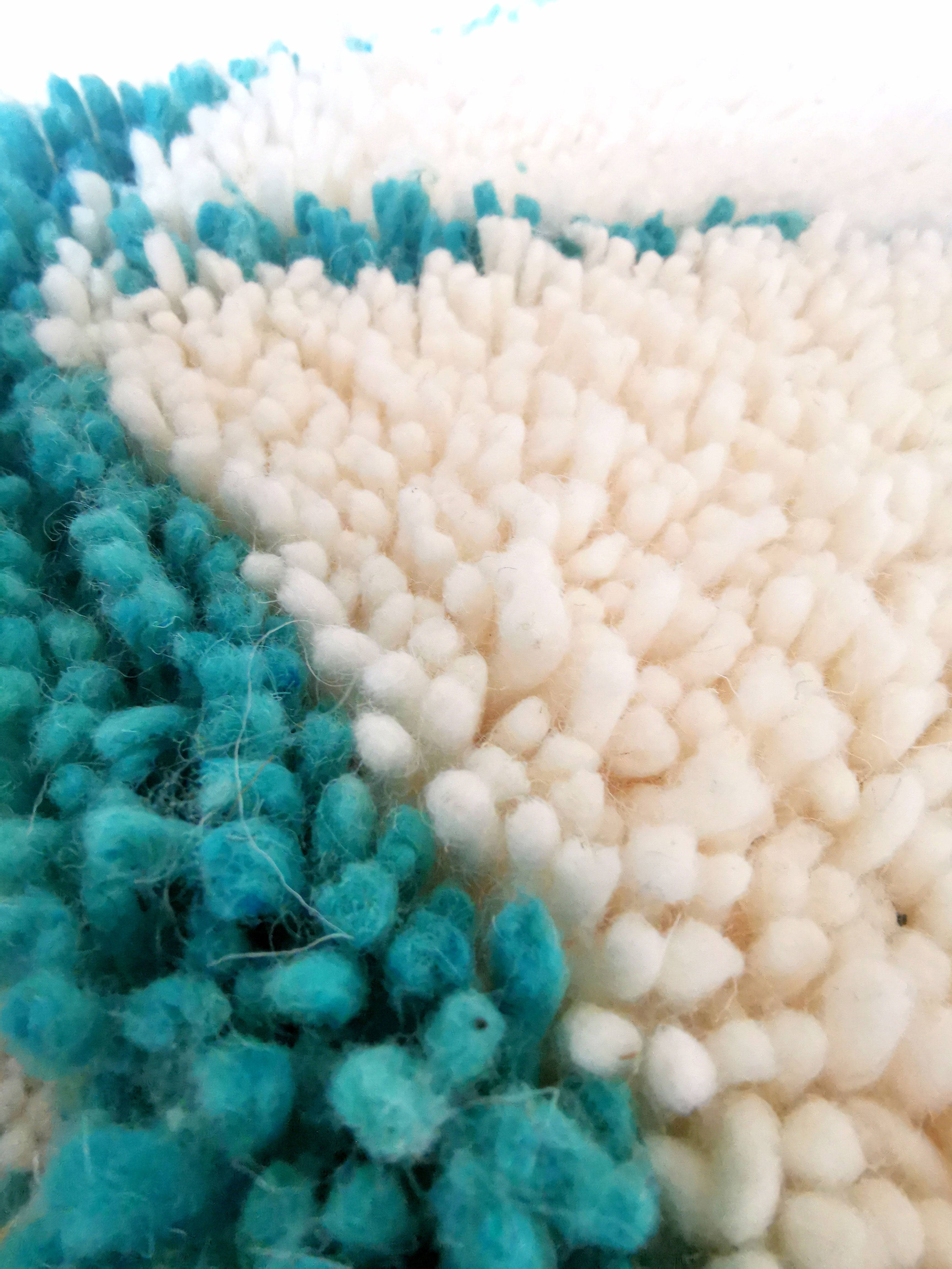 Berber carpet blessed ouarain true turquoise blue with diamonds in wool