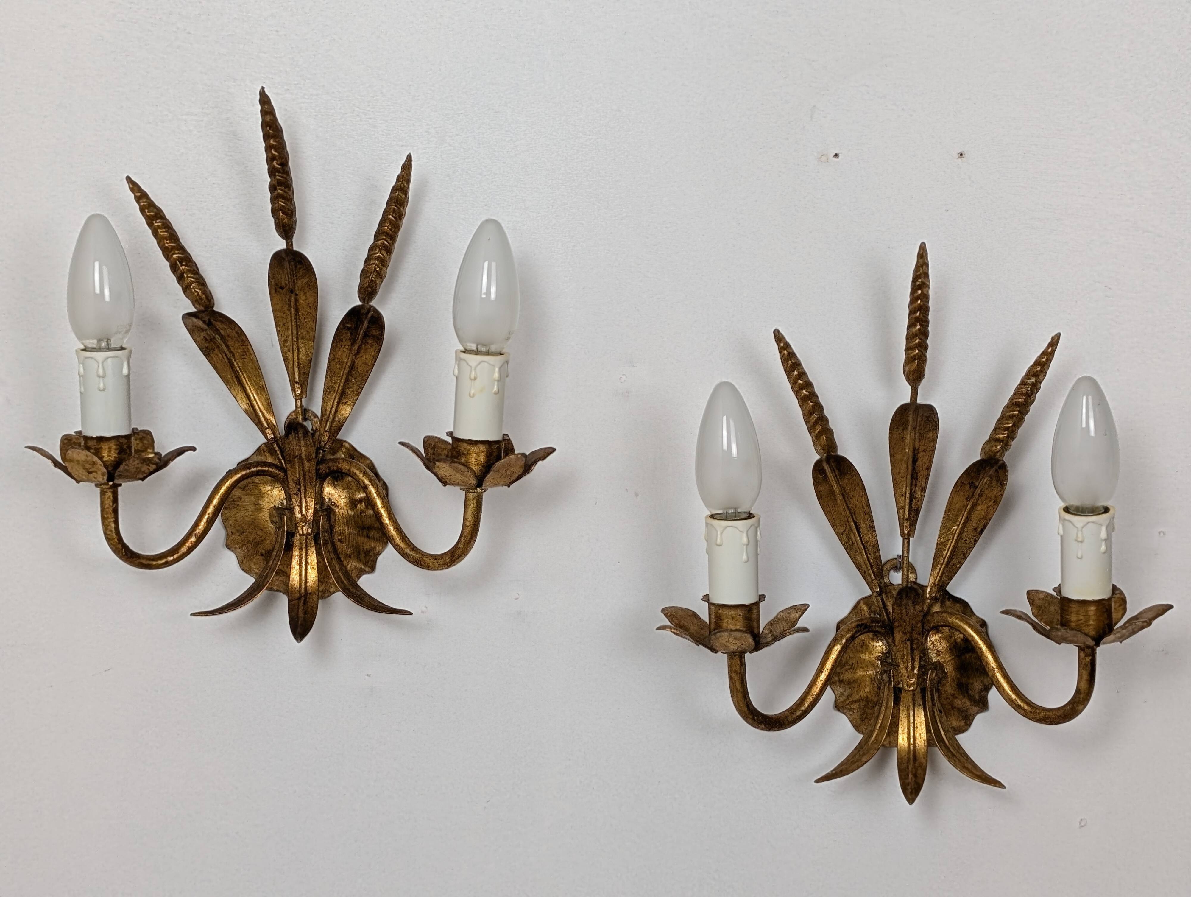 Pair of wheat ear wall lights