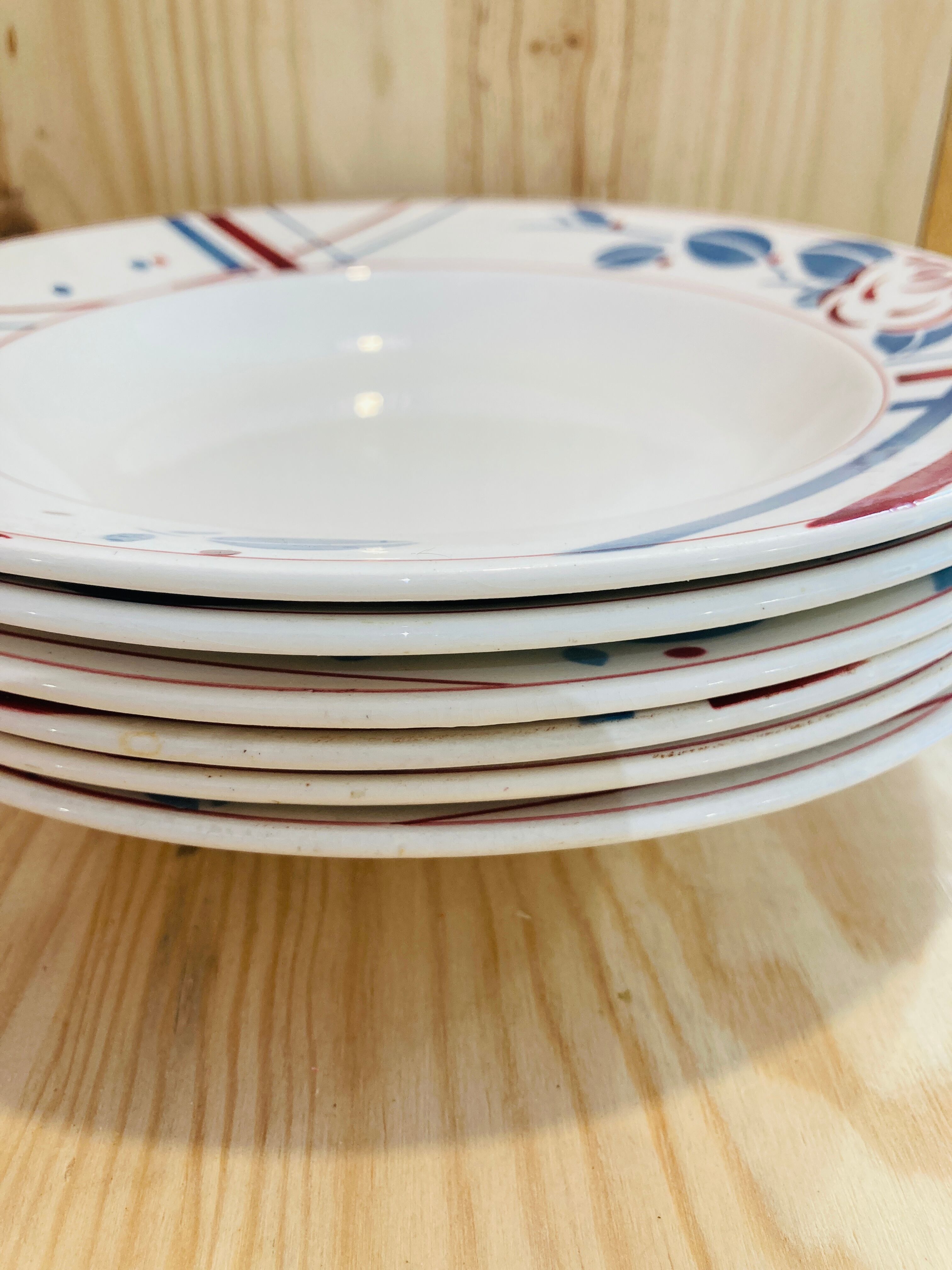 6 hollow plates Beaujeu Digoin Sarreguemines france-retro-cuisine-vintage