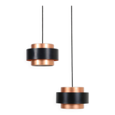Set of 2 Fog & Mørup / Jo Hammerborg “Juno” pendant lamps / Mid-century Danish modern design / Copper / 1960s / 1970s