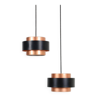 Set of 2 Fog & Mørup / Jo Hammerborg “Juno” pendant lamps / Mid-century Danish modern design / Copper / 1960s / 1970s