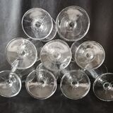 Suite of 9 old bistro wine glasses