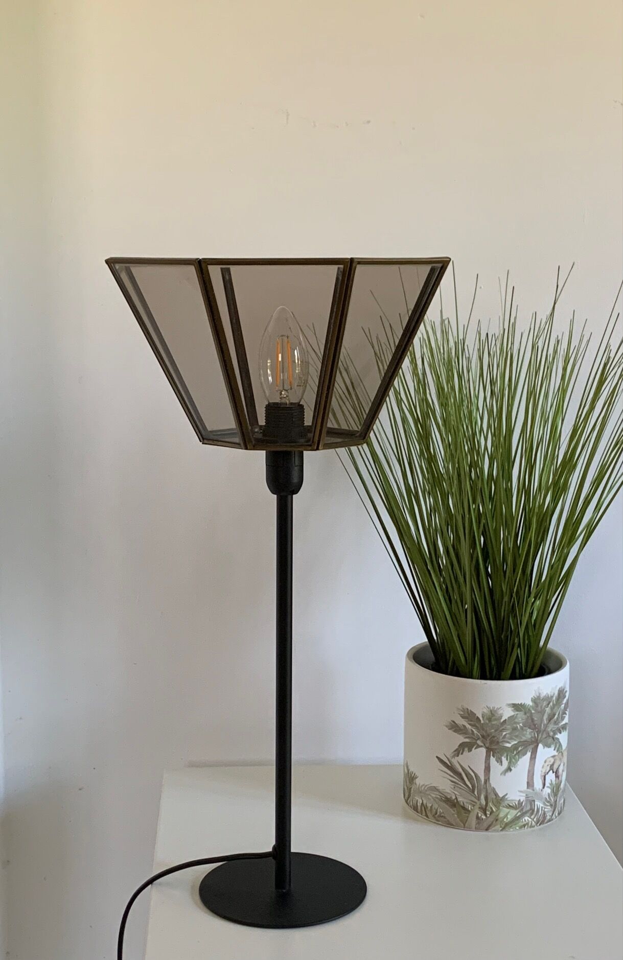 Table lamp with an old art deco type lampshade