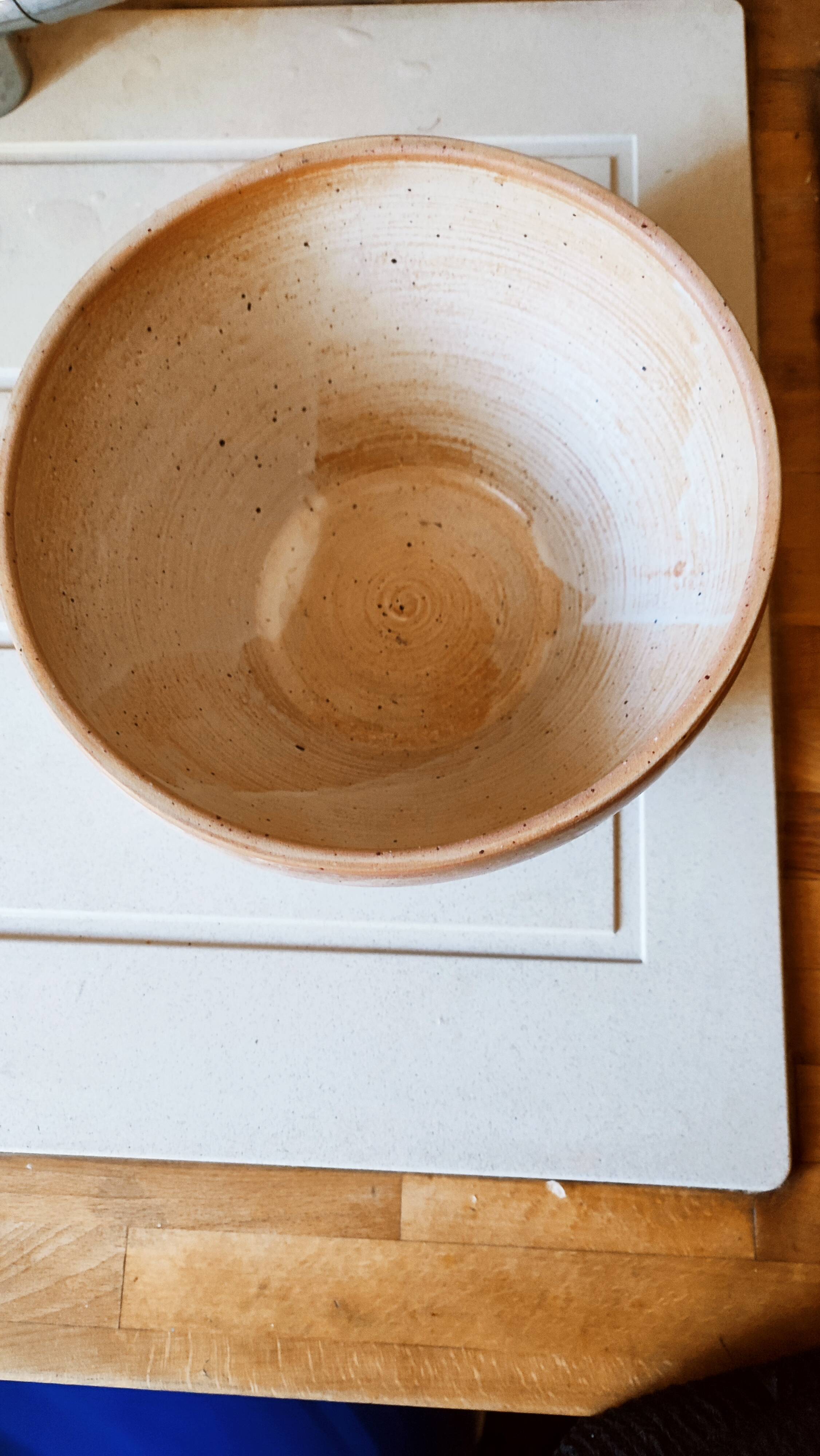 Hand-turned stoneware salad bowl
