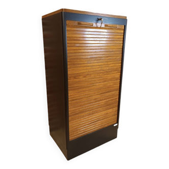 Black and wood curtain filing cabinet