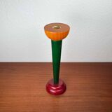 Postmodern yellow, green, red wooden chandelier Monokel by Ikea, 1980s.