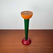 Postmodern yellow, green, red wooden chandelier Monokel by Ikea, 1980s.