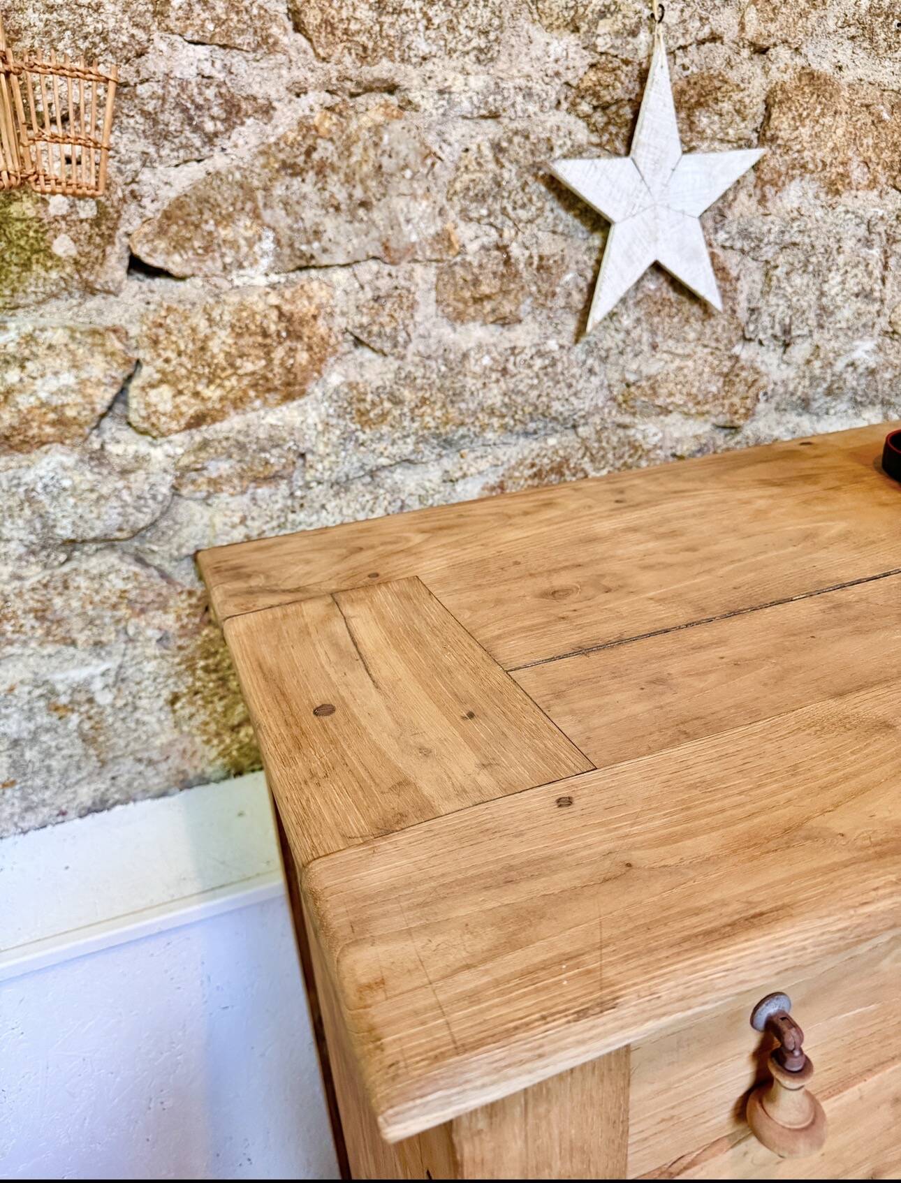 rustic wooden farm buffet sandblasted