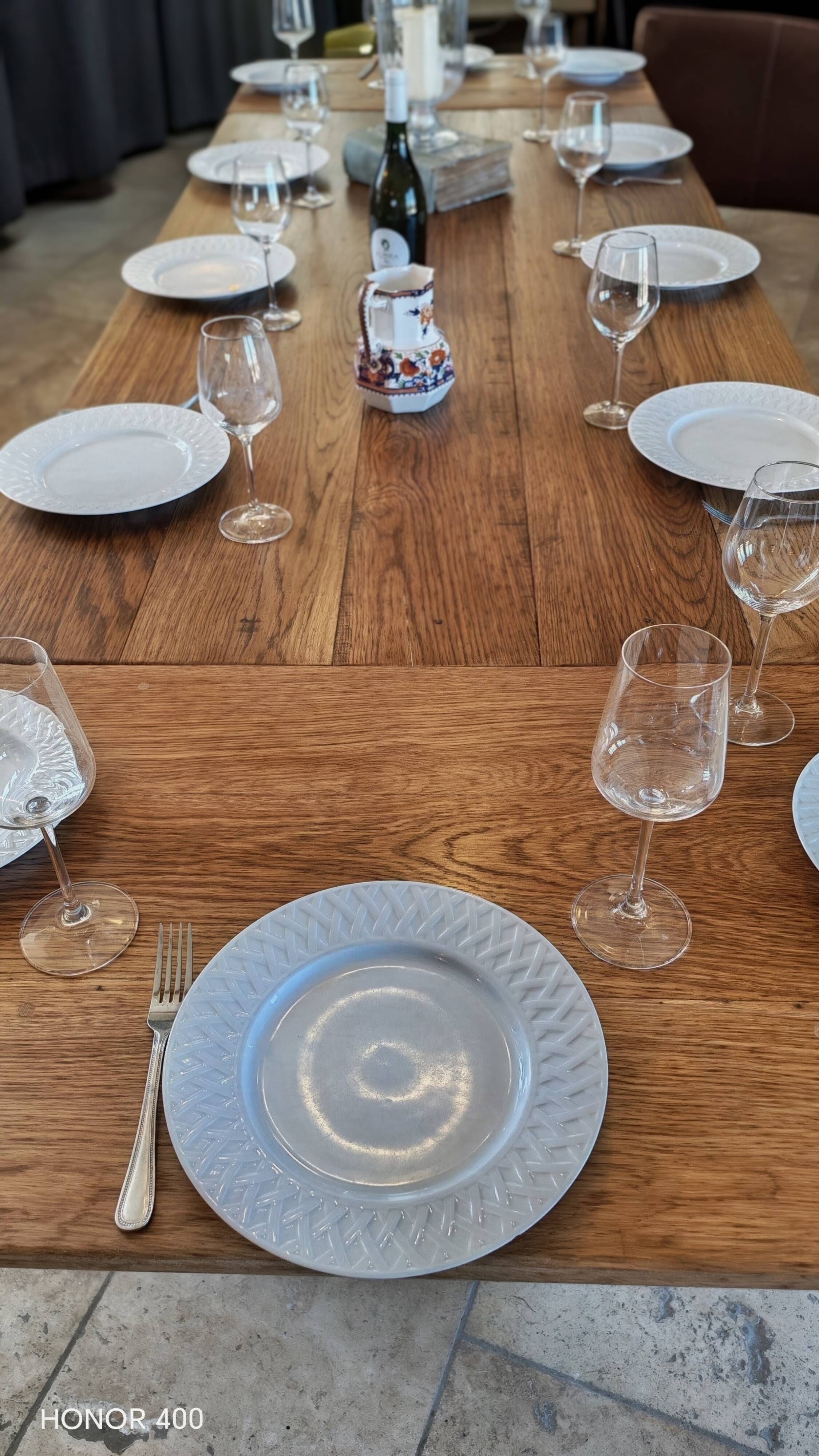 Table de ferme en chêne massif ,2 tiroirs, 2 rallonges,