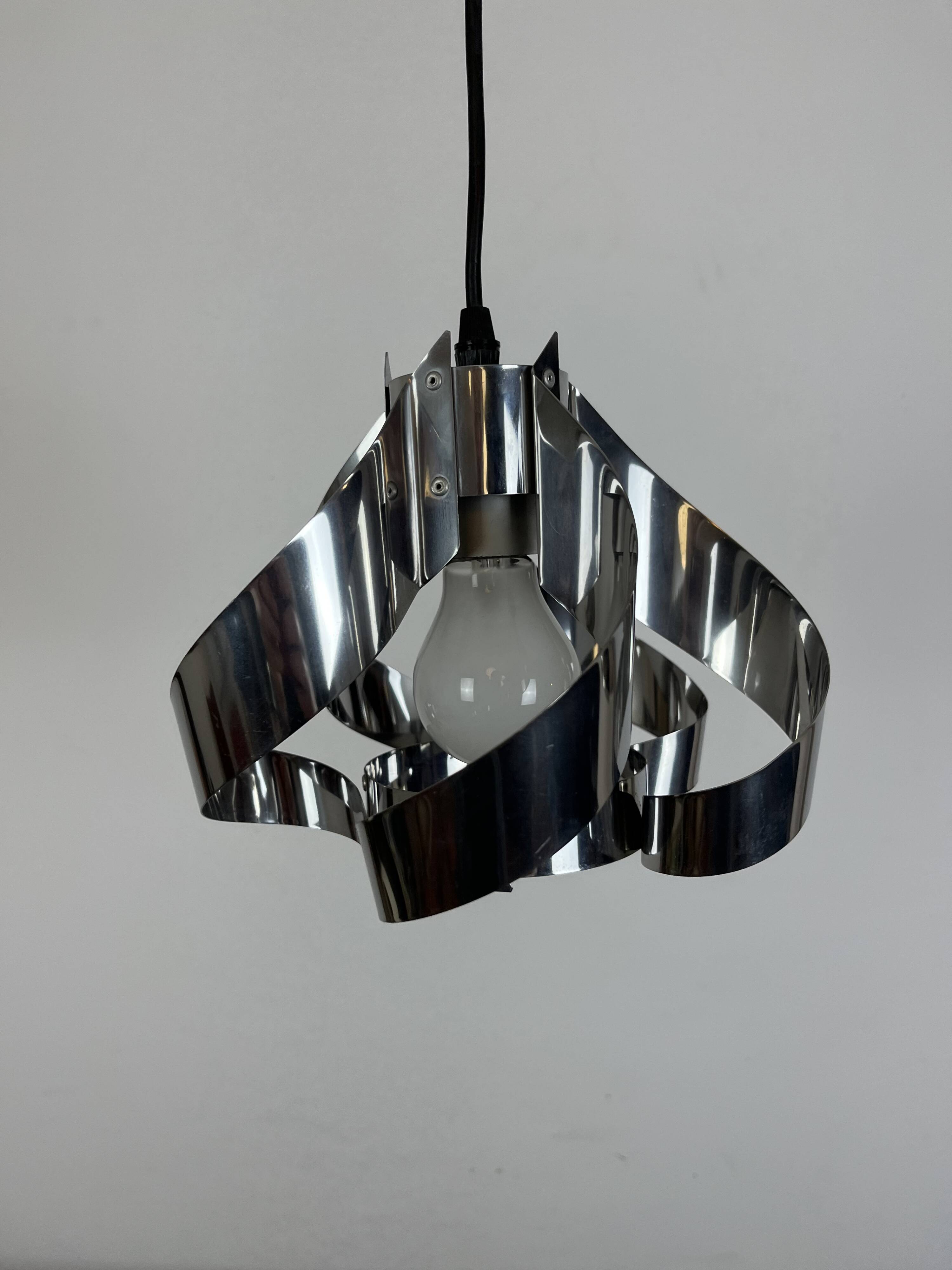 70s chrome spiral pendant light