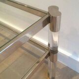 Large coffee table in plexiglass and chrome with a double glass top.