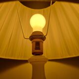 Onyx lamp and pleated lampshade