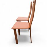 Set of 2 brown leather chairs