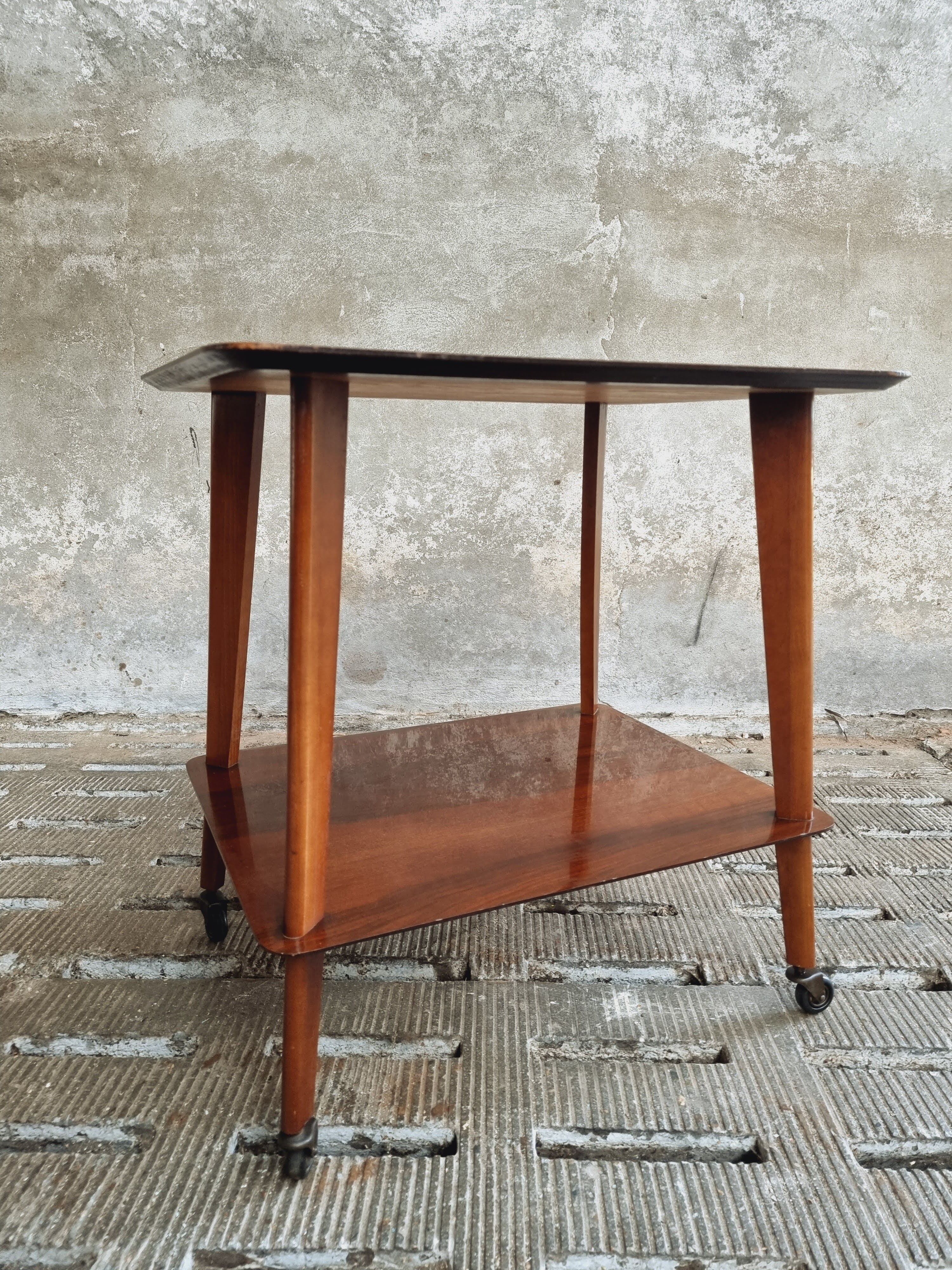 Retro trolley teak design 50s side table