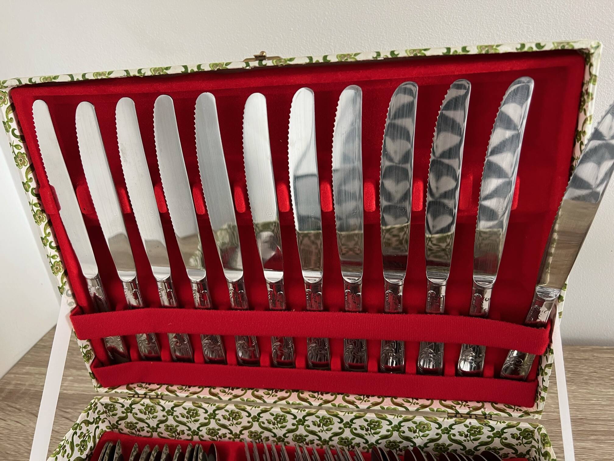 Household box 49 pcs in stainless steel with old E stainless steel D hallmarks