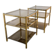 Pair of Vintage Three-Level Tables in Brass and Smoked Glass, 1970s