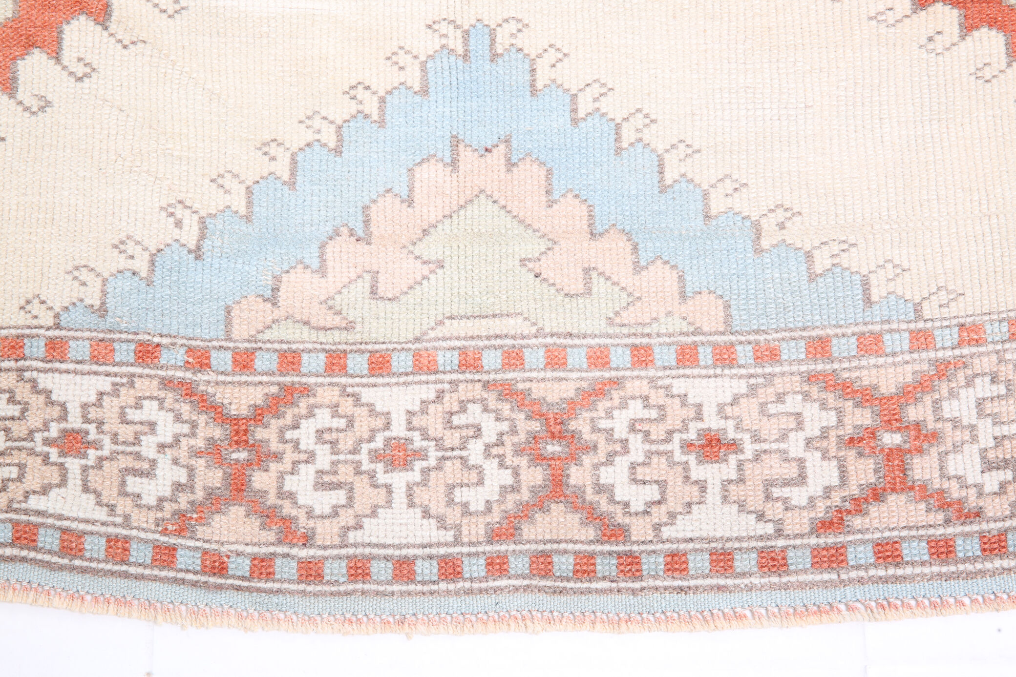 4x6 blue and beige handmade oushak rug
