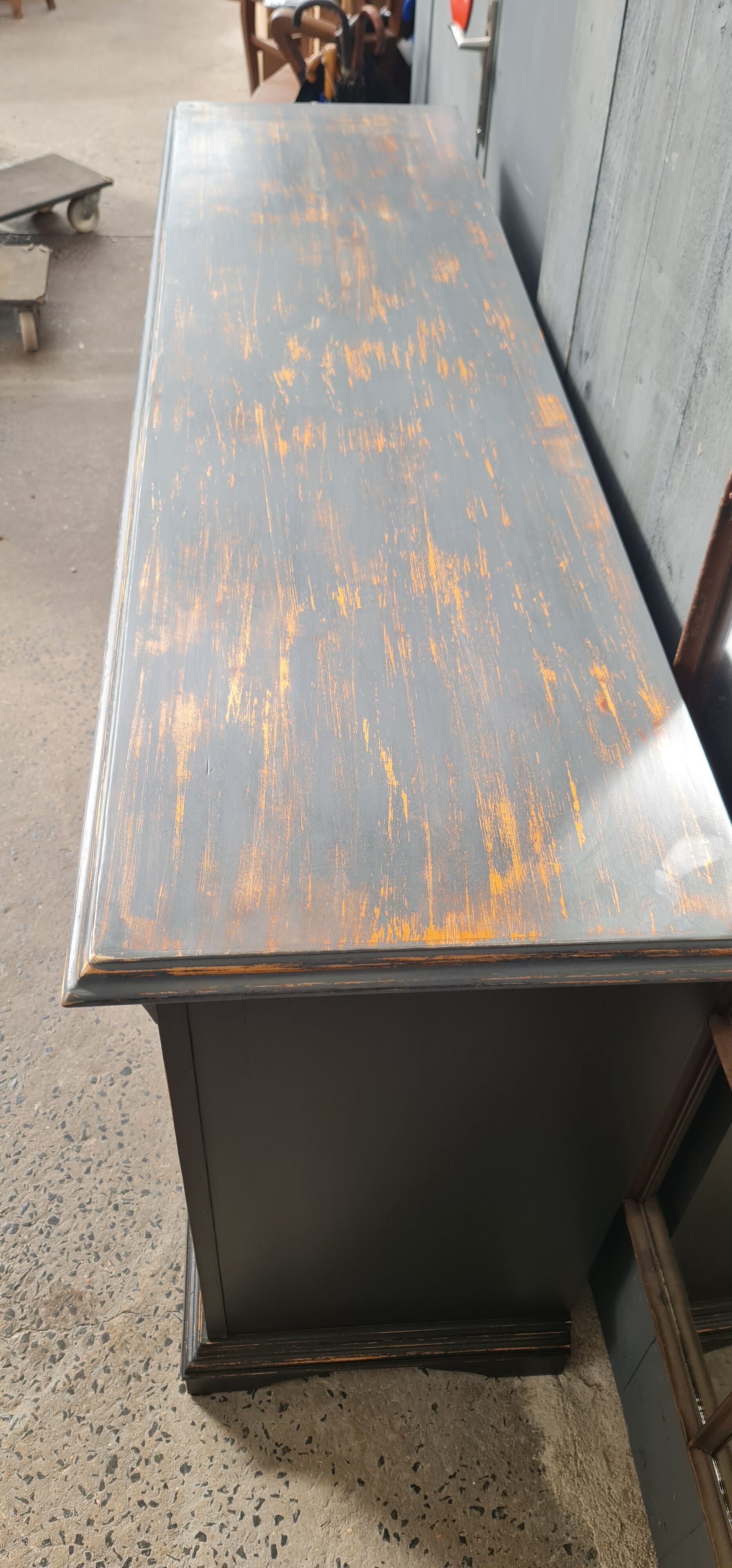 Three-door cabinet three drawers patina black