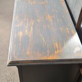 Three-door cabinet three drawers patina black