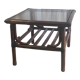Rattan coffee table and smoked glass 60-70s