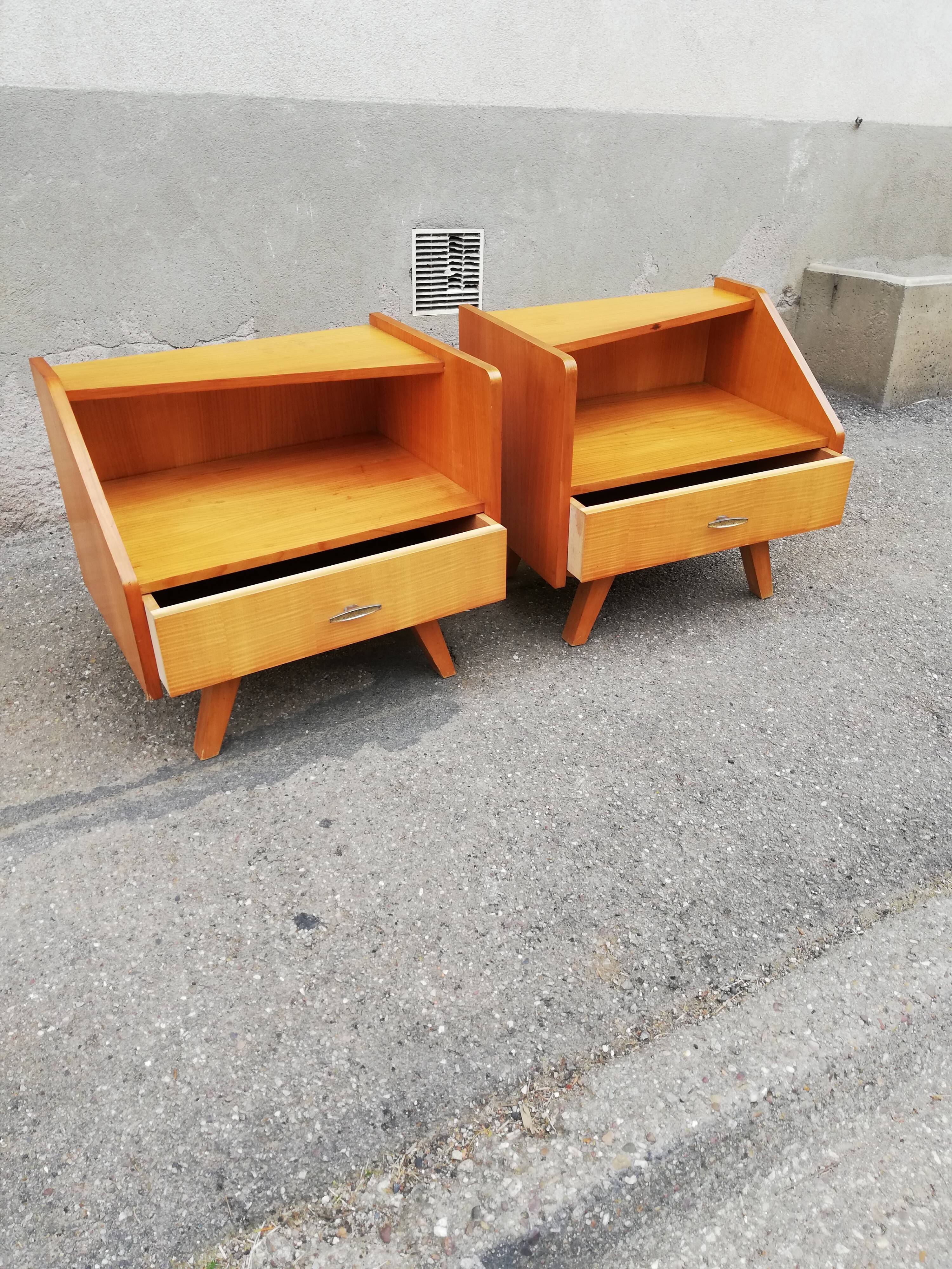 Paire de chevets vintage pieds compas