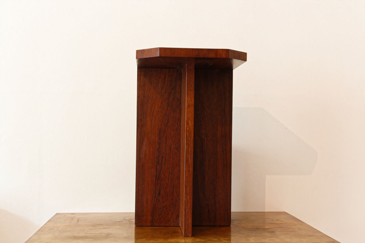 Brutalist sofa end, mahogany veneer