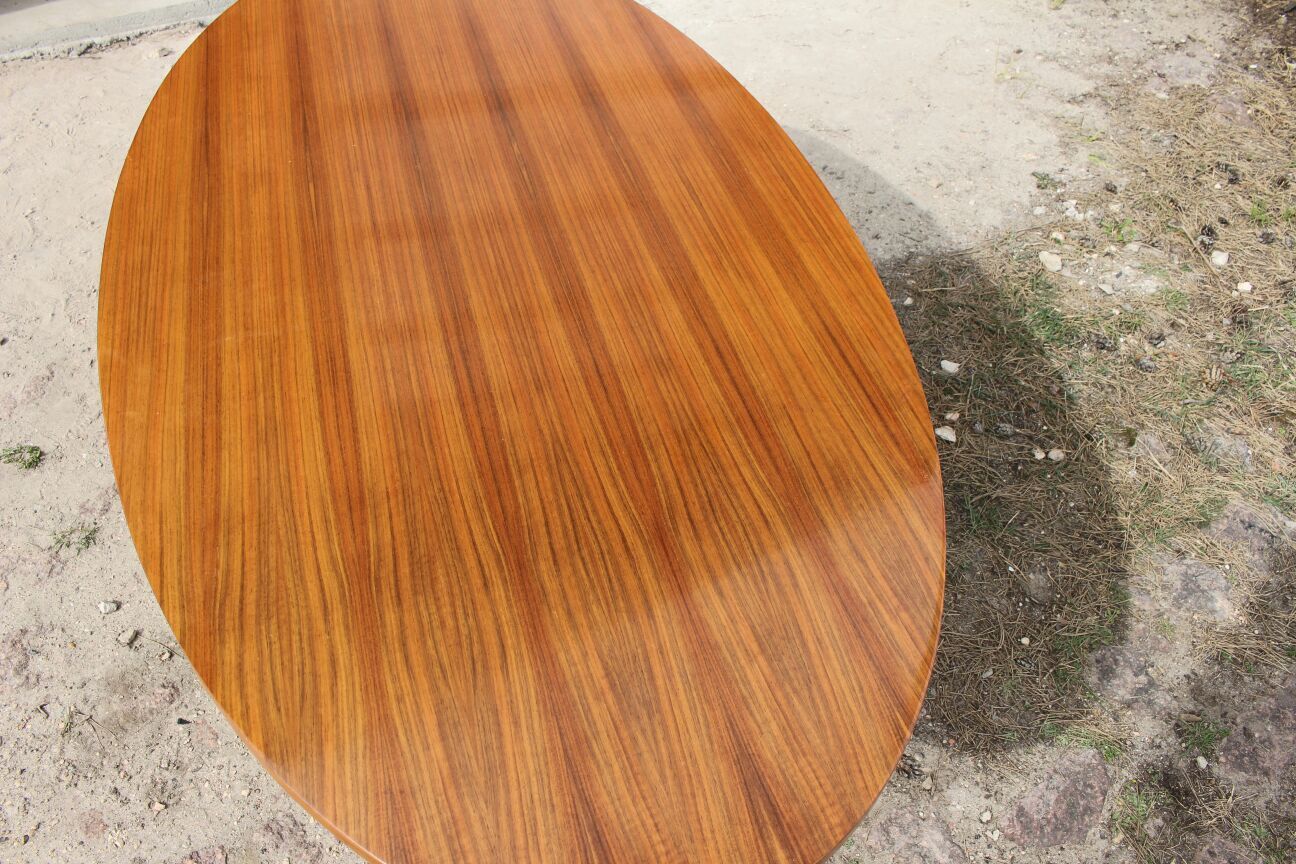 Table Ovale années 50 60 de J.M. Thomas for Wilhelm Renz vintage a systeme reglable