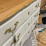 Commode louis XV blanche et bois brut