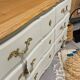 Louis XV chest of drawers in white and raw wood