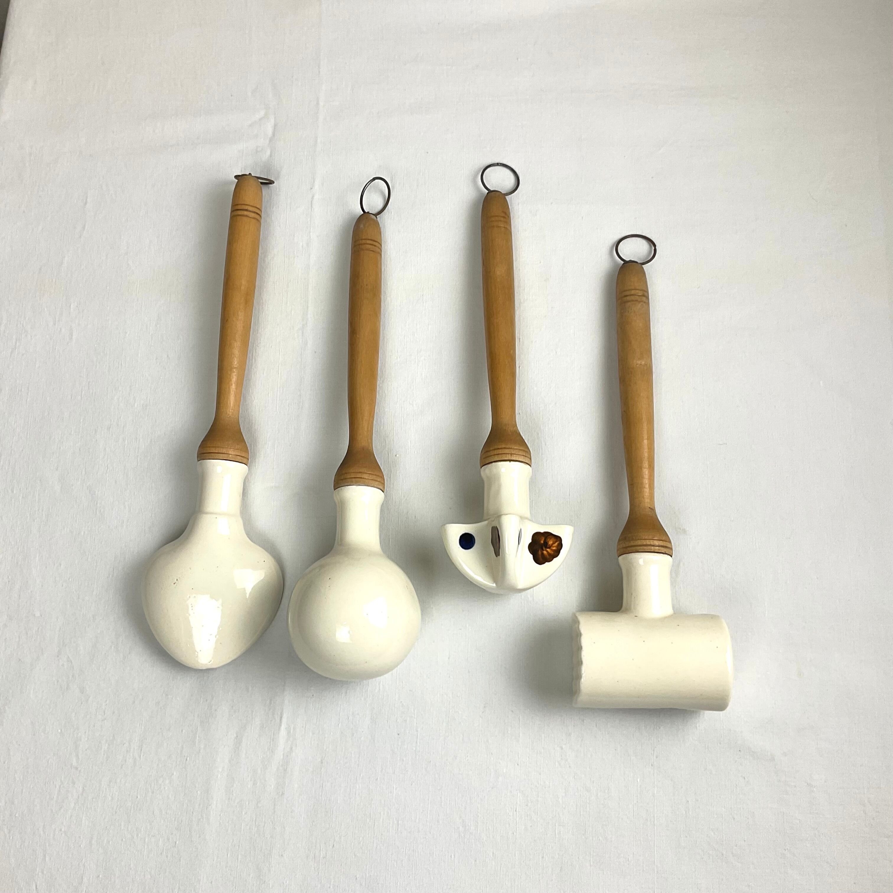 Vintage wood and ceramic kitchen utensils