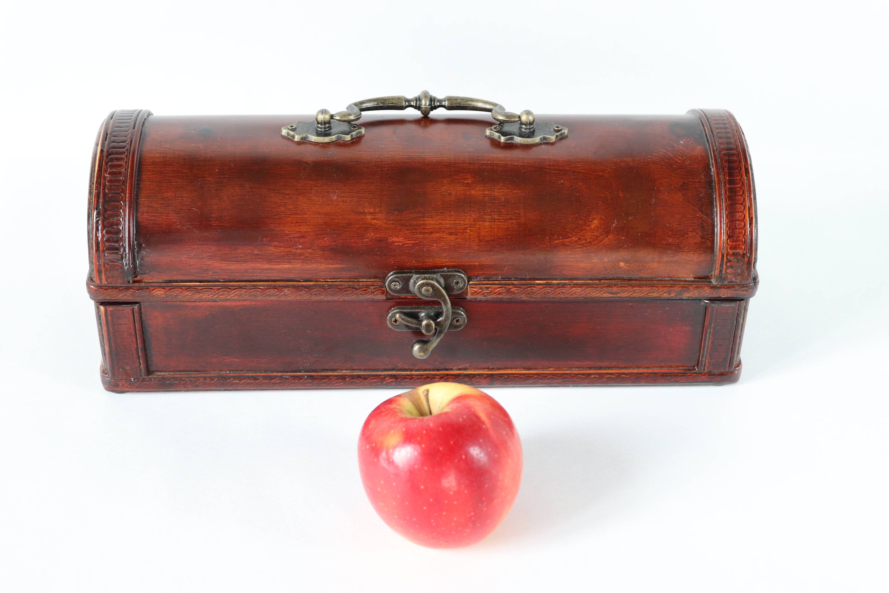 small wooden and brass trunk