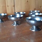 6 vintage stainless steel ice cream cups, France