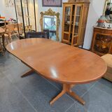 Extendable teak round table – vintage Scandinavian design – Ø120 cm + 2 extensions