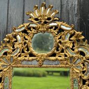 Louis XV style mirror with parecloses in gilded wood, early 19th century, Empire A