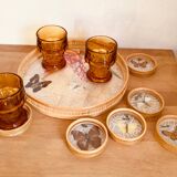 Vintage tray and coaster set