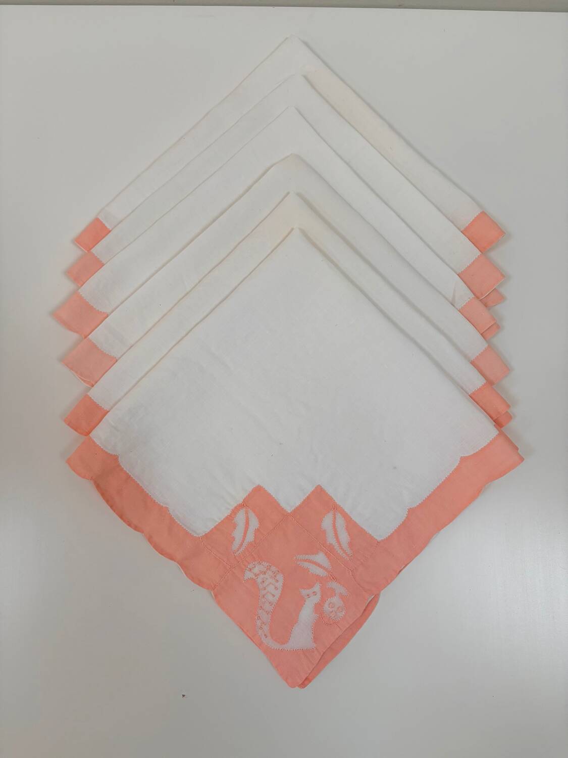 6 hand-embroidered table napkins, 1930s