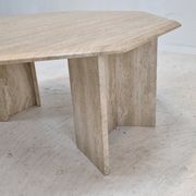 Table basse octogonale italienne en travertin, années 1980