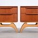 Teak Bedside Tables with Oak Frame, Denmark, 1960s, Set of 2