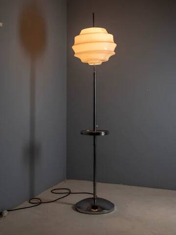 Bauhaus chrome floor lamp, 1930s, attributed to Slezák, Czechoslovakia