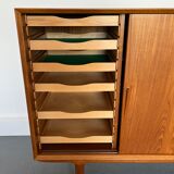 Model 19 High Sideboard in Teak with Sliding Doors by Gunni Omann for Omann Jun, 1960s