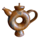 Glazed stoneware sculptural teapot signed