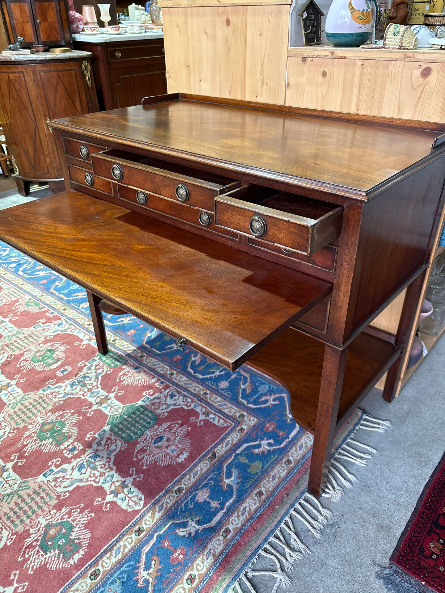 English mahogany sideboard with numerous drawers – sliding top