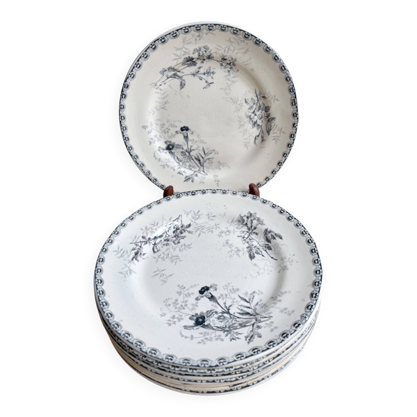 8 assiettes plates - Terre de fer - Choisy-le-roi