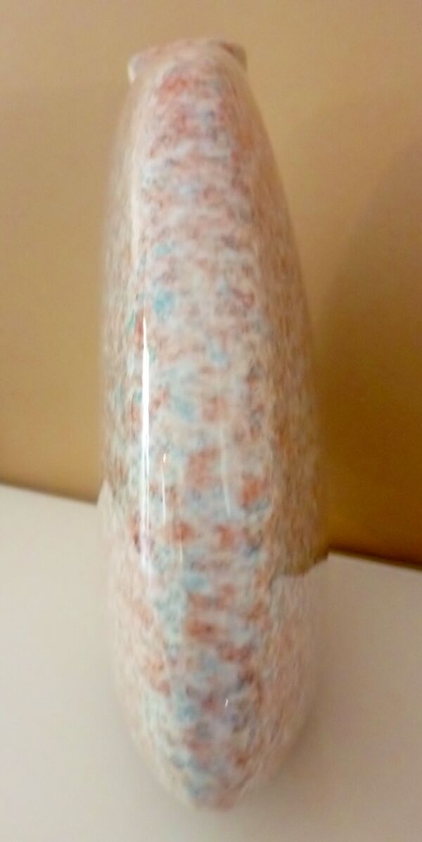 Vase lentille céramique émaillée vintage, design des années 70, signé Virebent